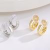 Thick Smooth Open Huggie Hoop Earrings Gold Tone Minimalist Everyday Fashion Earrings for Women