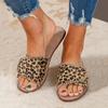 Women's Ladies Fashion Casual Flat Leopard Shoes Slippers Peep Toe Sandals