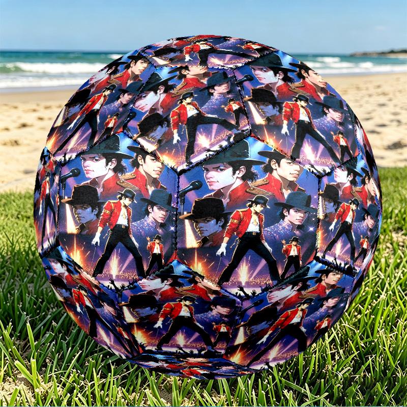 Michael Jackson Aufdruck Größe 5 Fußball, PU Abriebfester Fußball für Spieltraining und tägliches Üben, Geburtstagsgeschenk für Fußballfans