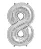 Number 8 Balloon, Large, 70 Cm, Foil, Silver, Birthday Decoration