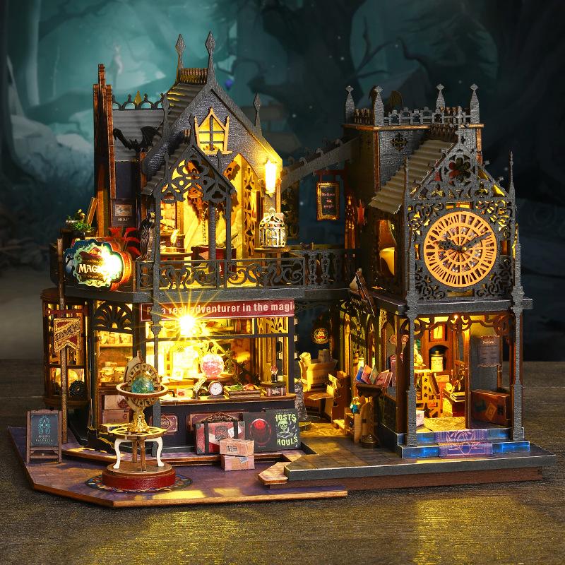 DIY Miniature House Hollow Magic City Handmade Villa Model Kit Stress Relief Birthday Gift for Men and Women