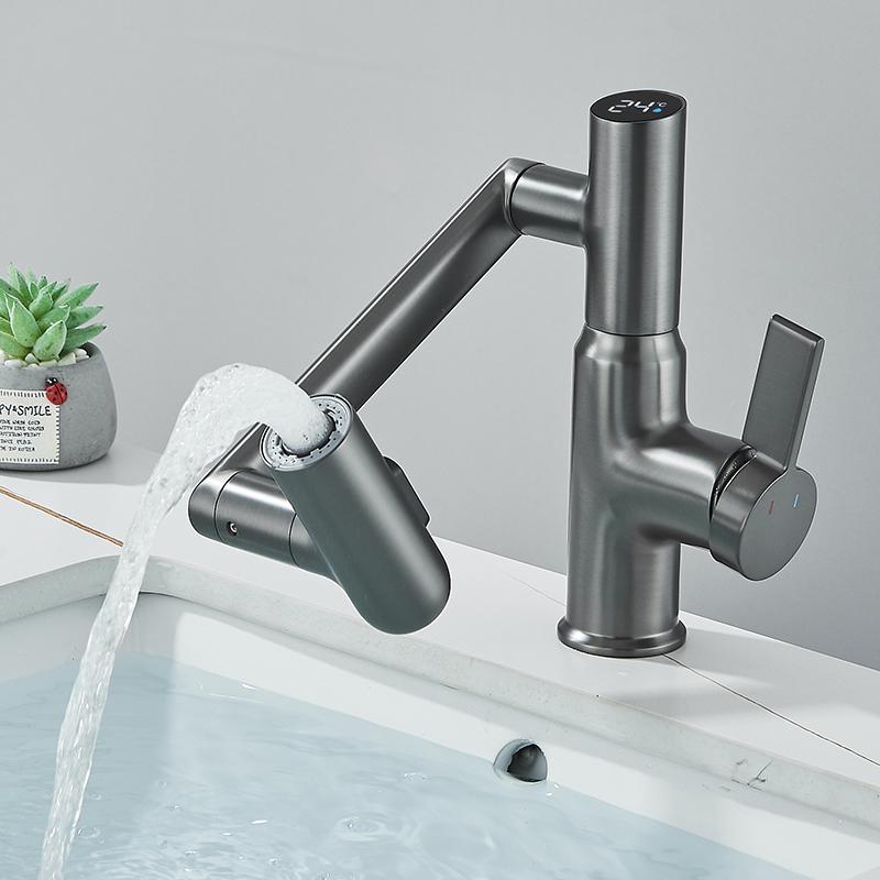 Digital Display LED Basin Faucet 360 Rotation Multi-function Stream Sprayer Hot Cold Water Sink Mixer Wash Tap For Bathroom