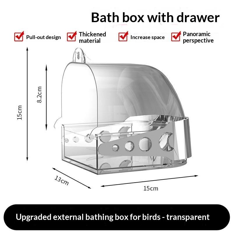 No Leakage Large Transparent Bird Bath Box Removable Drawer Lightweight Hanging for Garden Outdoor Birds