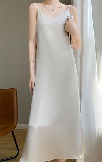 Syvent Long Satin Underwear 17 Smooth Cami 12F702 Women's Camisole, Colors, Glossy, Sexy, Dress, Underwear, Slip, Petticoat, Dress, Pajamas,