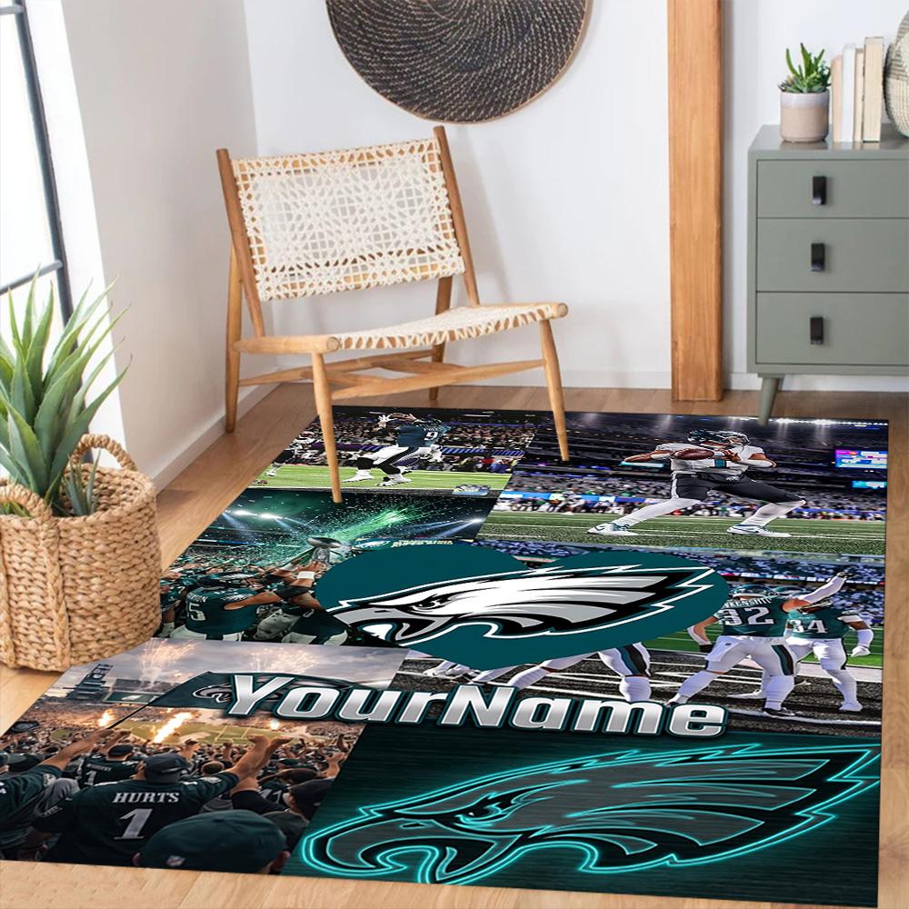 Philadelphia Eagles Customize Text Carpet Perfect For Outdoor Dormitory Dining Room Balcony Antislip Rug Anime Office Decor Best For Christmas