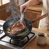 Wooden Handle Hammered Iron Wok Non-stick Cooking Pot Easy To Clean Hammered Frying Pan  Steak