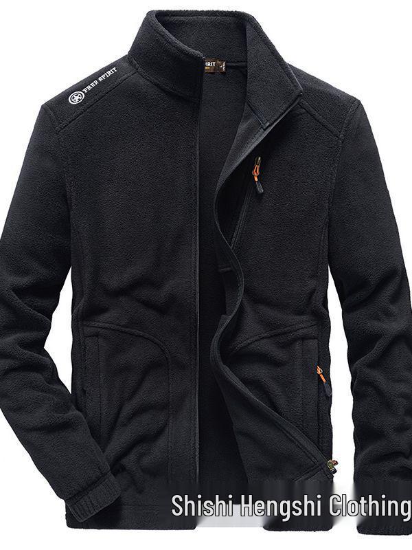 Men's Zipper Fleece Jacket with Side Pockets - Green Youth Style