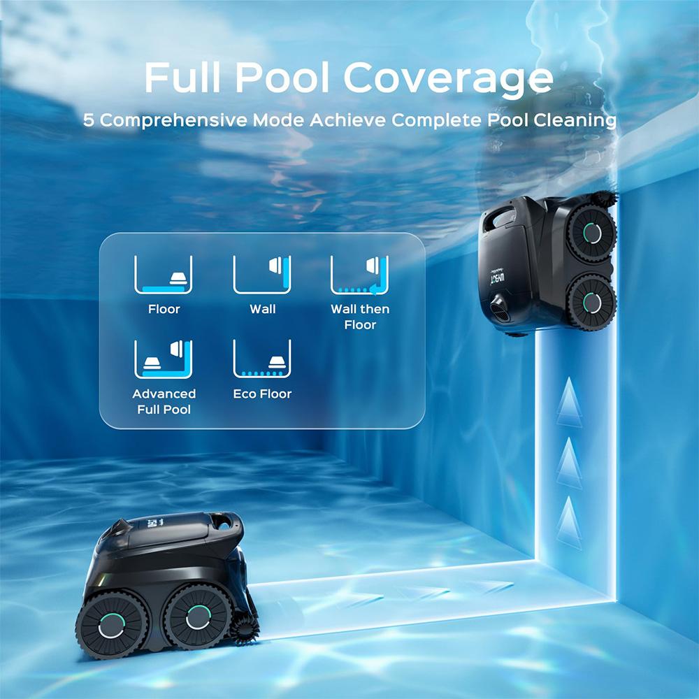 WYBOT B1 Pulitore Robotico Senza Fili per Piscina, Pulizia Completa della Piscina, Spazzola per Bordi e Angoli, Spazzola Quad-Rullo, Autonomia 120 min