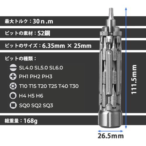 Symtik S Screwdriver Set, Precision, Small, Mini, 18-Bit Storage, Built-in Handle, Compact, Pen-Shaped Bit Set for Watches and Eyeglasses, BRIGTHDIY (