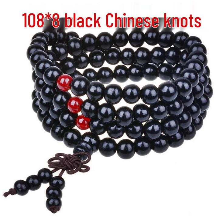 108 Sandalwood Buddhist Beads Bracelet - Fashionable Three-Round Design for Women