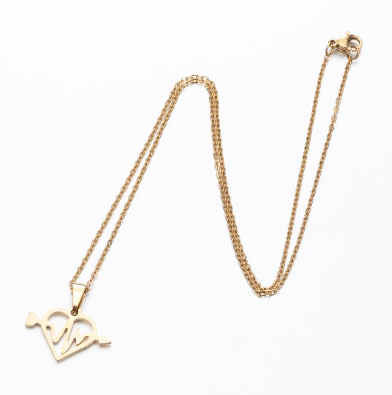 European & American Stainless Steel Necklace: Arrow, Water Drop, Moon Cat, Heart Pendant for Women - Elegant Sweater Chain