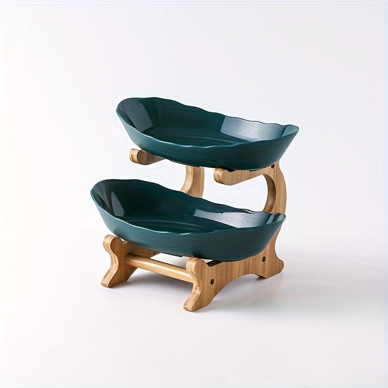 2/3-სართულიანი მდიდრული ხის ელეგანტური ხილის სადგამი - ორმაგი ფენის ხილის თასი კრეატიული კანფეტების დისპლეით - ნატურალური ხის მასალა, სახლის საჭმლის უჯრა მისაღები ოთახისთვის