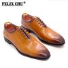 Fashion Mens Formal Shoes Genuine Leather Hand Painted Whole-cut Oxford Shoes for Men Italian Dress Shoes for Business Office Company
