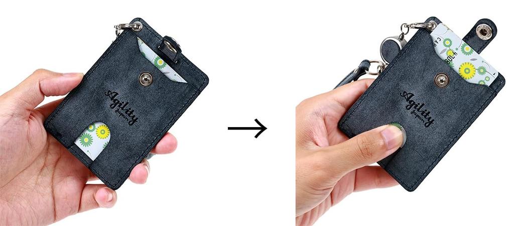 AGILITY Affa Loloma In Japan Pass Case Reel Commuter Holder Leather "Pist" [Made Suica]/Black
