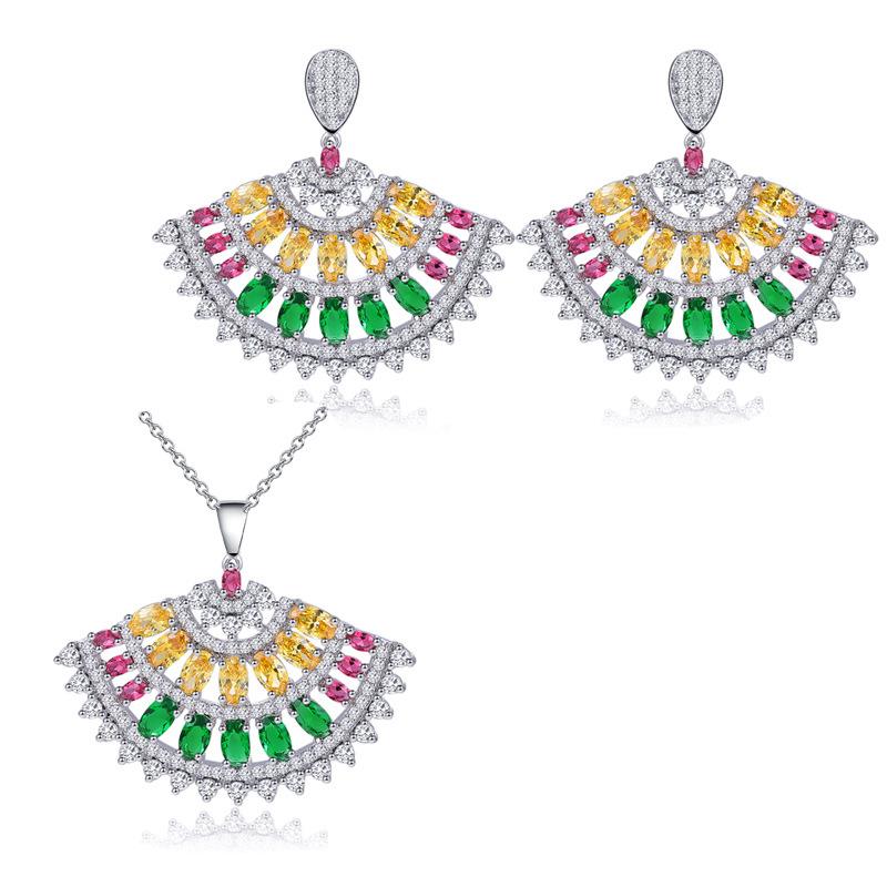 Ki0107 Creative Pendant Earrings Two-Piece Set 3A Zircon Micro Inlay Set