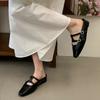 French Retro Square Head Mary Jane Bag Head Half Slippers Women'S Spring And Summer Heightening Buckle Temperament Single Shoes