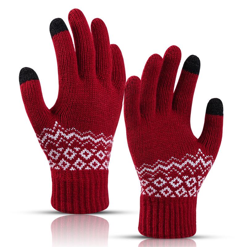 Women's Touchscreen Wool-Blend Jacquard Gloves - Winter Warmth