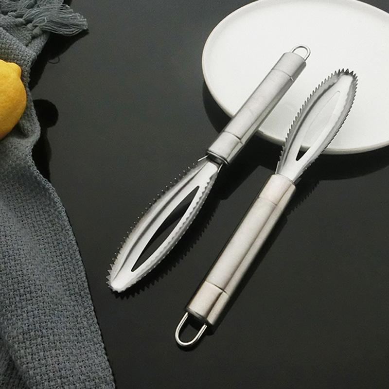 Fish Skin Brush Stainless Steel Fish Cleaning Scraper Knife Quick Scraping Fish Scale Skin Remover Fish Scraping Peeler