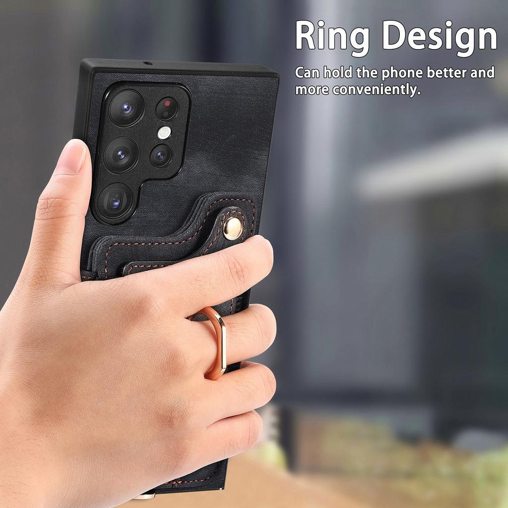 For Samsung Galaxy S23 Ultra PU Leather+PC+TPU RFID Blocking Case Card Slot Kickstand Phone Cover