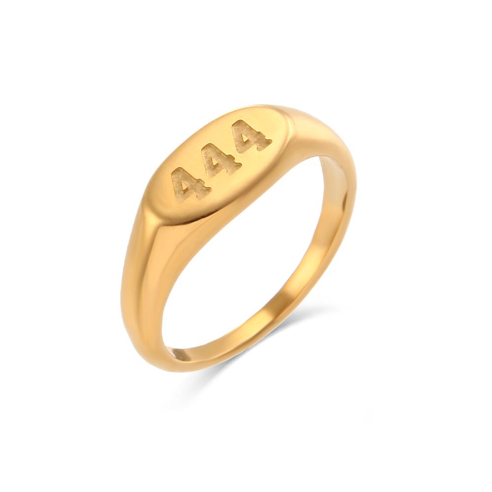 E.B.belle 2024 Angel Number Rings Jewelry For Women 18K Gold Plated Lucky Number Stainless Steel Ring For Girls