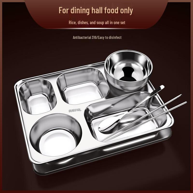 Yangge 316 Stainless Steel Deep 5-Compartment Meal Tray