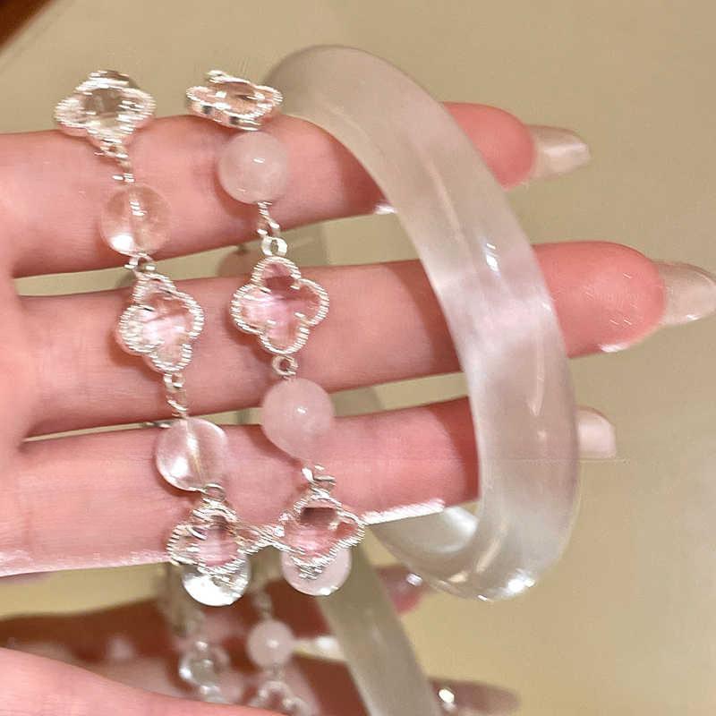 Glass Flower Beaded Pull-out Crystal Bracelet Small Fresh and Sweet Versatile Bracelet Simple Jewelry Women