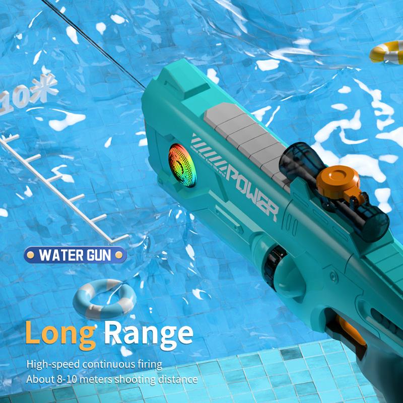 Children Electric Water Gun With Light Effect Summer Outdoor Shooting Game Kids Automatic Water Absorption Water Guns Toys Gifts