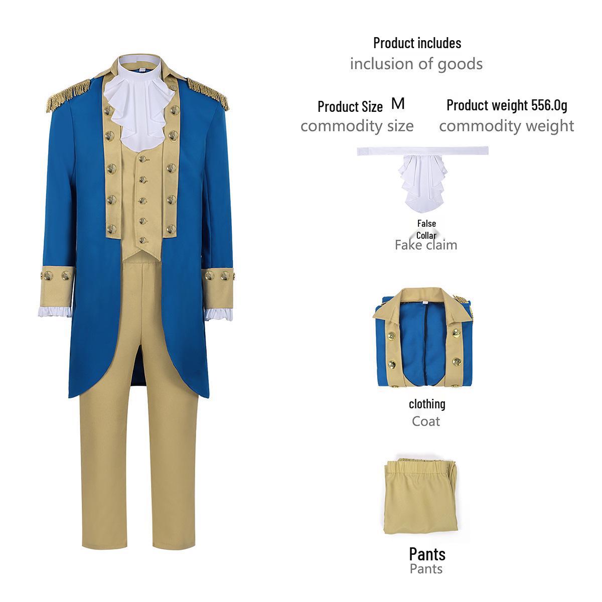 Men s George Washington Cosplay Costume - Retro Hamilton Musical Military Uniform Double Extra Large