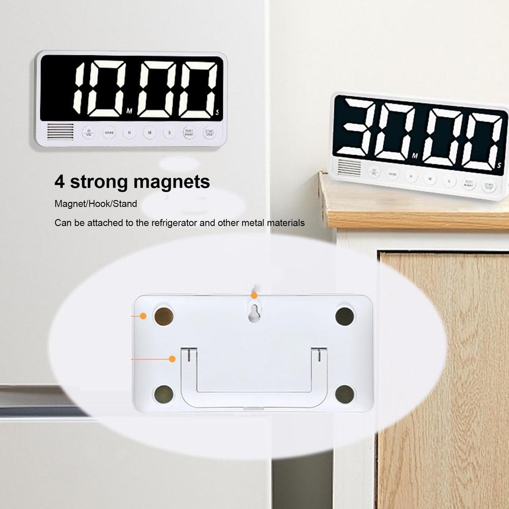 Kitchen timer for cooking, digital magnetic timer for classroom learning and fitness, large screen magnetic countdown timer with changing colors, stud