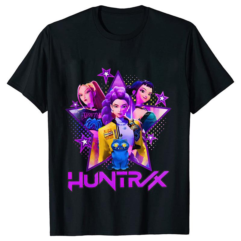 Kpop Demon Hunters Cartoon T-shirt for Chrildren  O-neck T-shirts 2025 Hot Movies Same Tshirts Fans Gifts Y2K High Street Tops