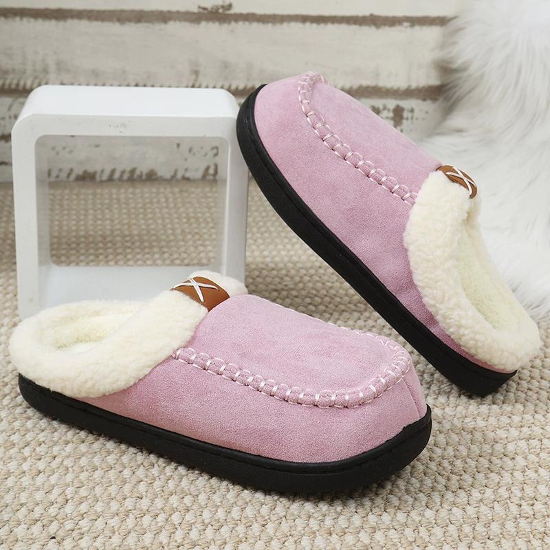 Fashion Fashion Mix Color Plush Slippers Women Comfortable Faux Suede Cotton Slippers Woman 2025 Slip On Non Slip Cotton Slides Female