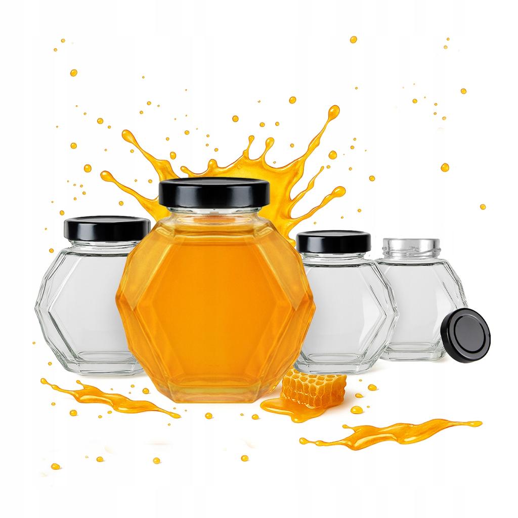 GUCIO Glazen Pot 200 ml voor Honing, Jam, Conserves Zeshoekige Glazen Potten