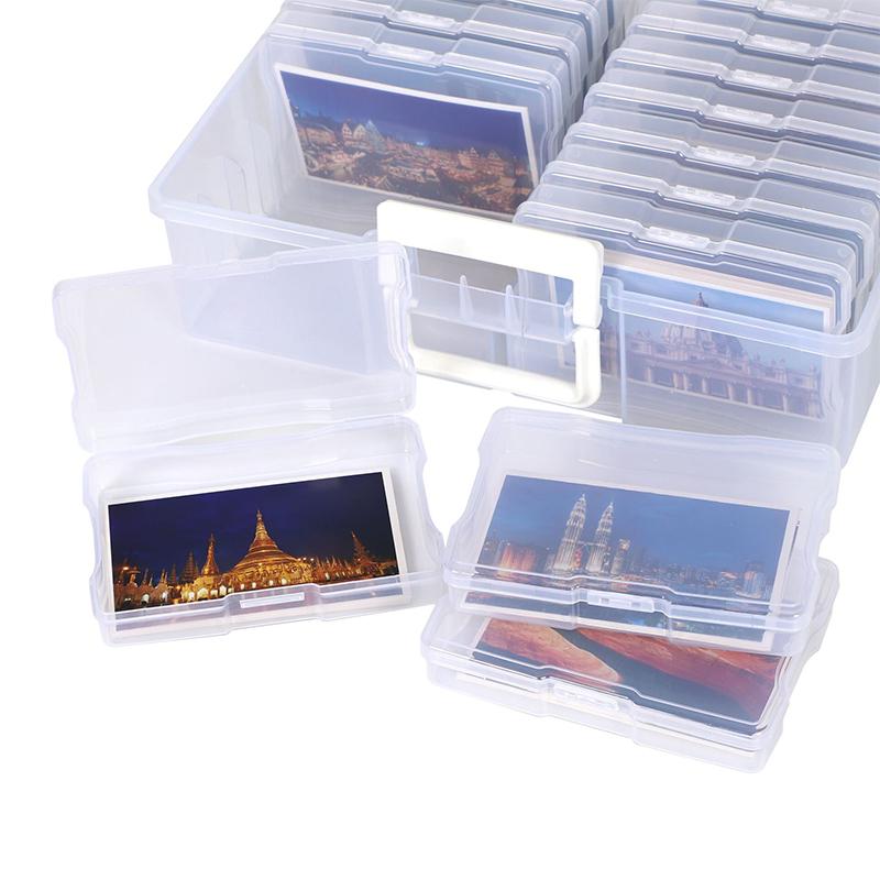 Transparent Photo Storage Box With Handle Photo Organizer Storage Container With 16 Inner Display Case For Pictures Arts Beads
