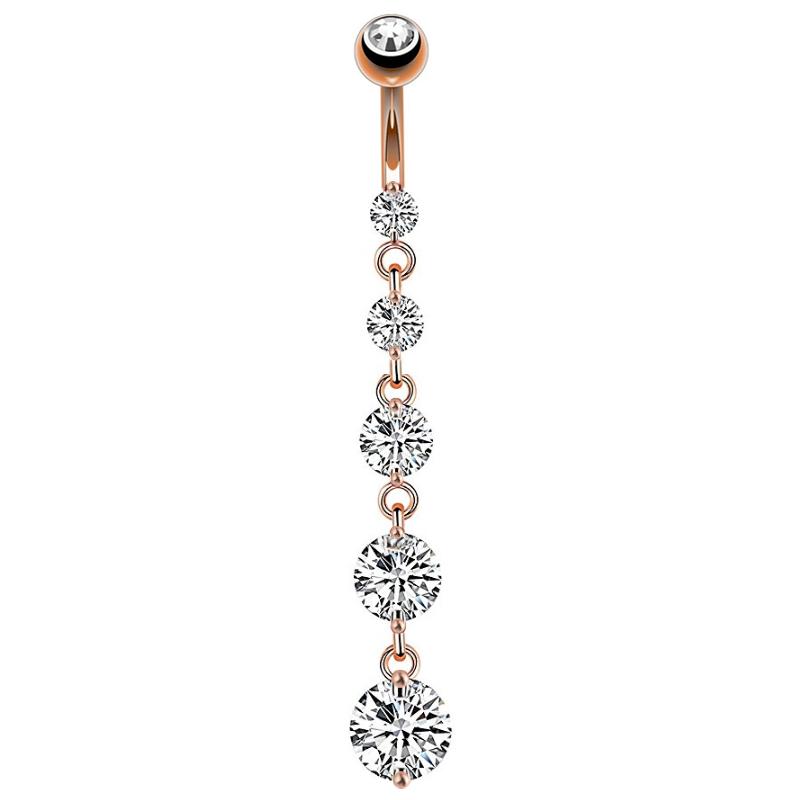 7 Cristales de Corazón Largos Colgantes Anillos para el Ombligo Acero Quirúrgico Lindo Piercing para el Ombligo Nombril 14g Barra Curvada Joyería para Piercings Corporales