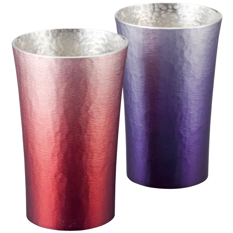 Osaka Tinware Tin Tumbler 200ml Set of 2: 16-1-1N2P (Red (HOKAGE) & Purple (SHINRA)), 16-1-1NPR (Purple (SHINRA))