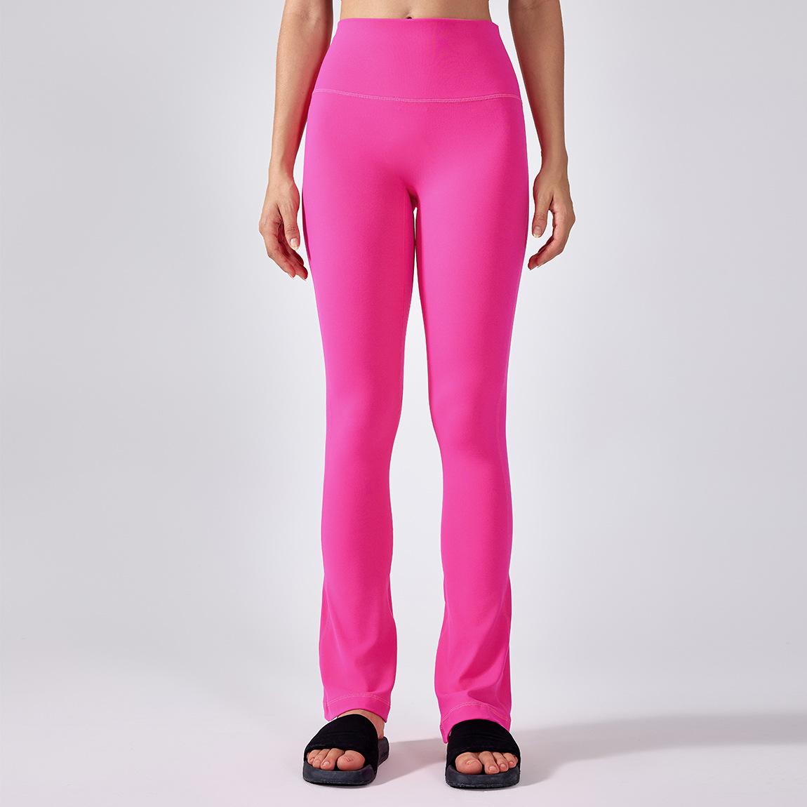 

New yoga pants women s nude elastic fitness sports flared pants tight and thin high-waisted peach hip pants 4 (90-50 kg)