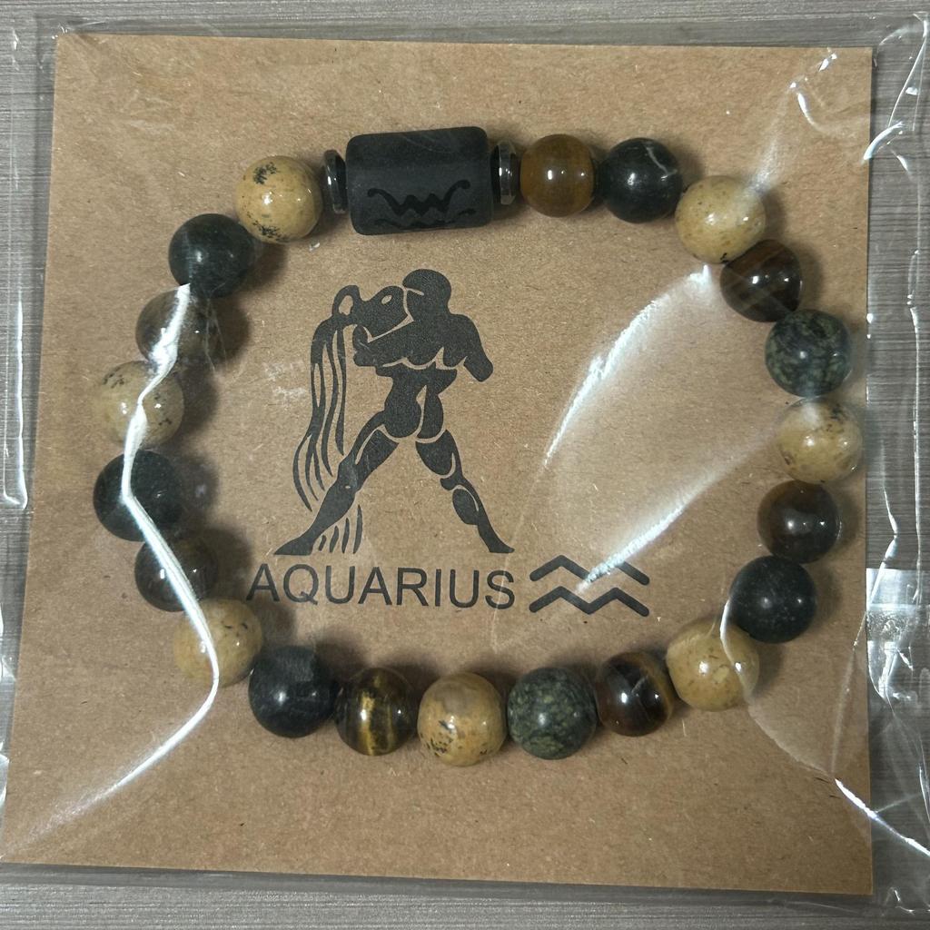 12 Zodiac Sign Natural Stone Beaded Bracelet Vintage Constellation Bracelet Unisex Jewelry Handmade Astrology Lover Accessory