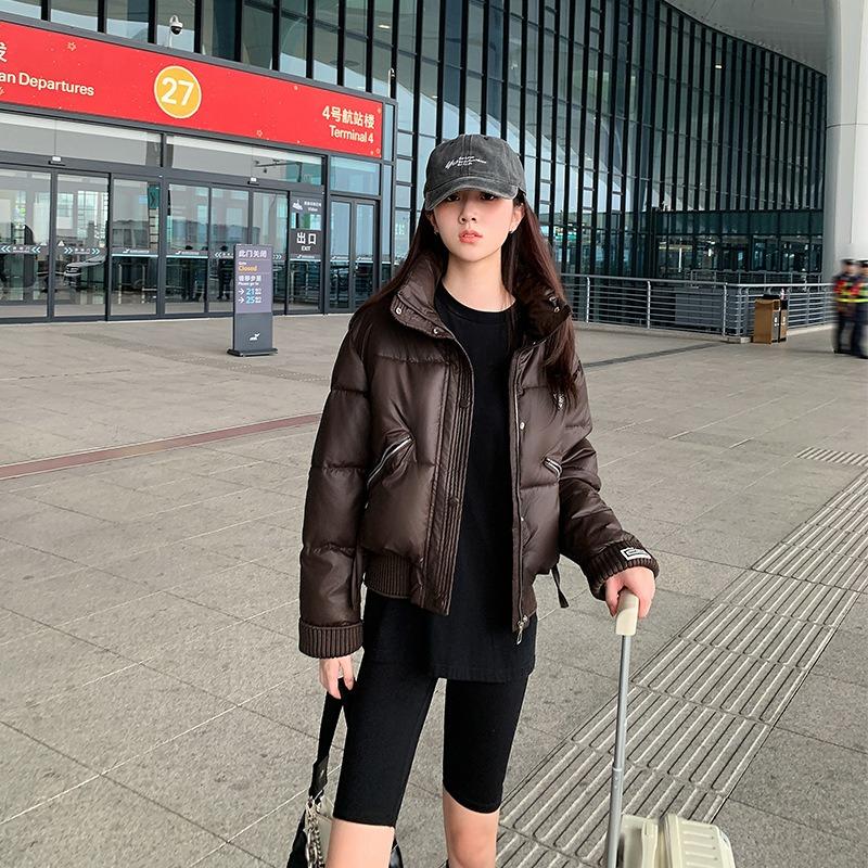 Fashion stand-up collar cotton-padded clothes Women's short knitted sleeves cotton-padded clothes Small men Winter loose cotton-padded jackets Tide