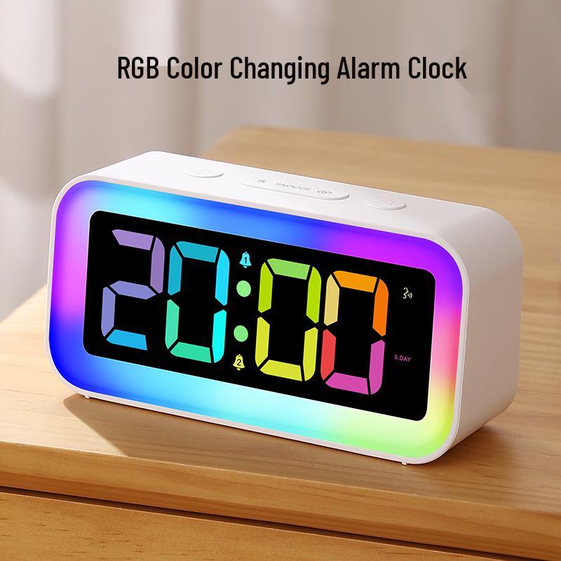 2025 RGB Seven-Color LED Desktop Clock - Large Luminous Number Display