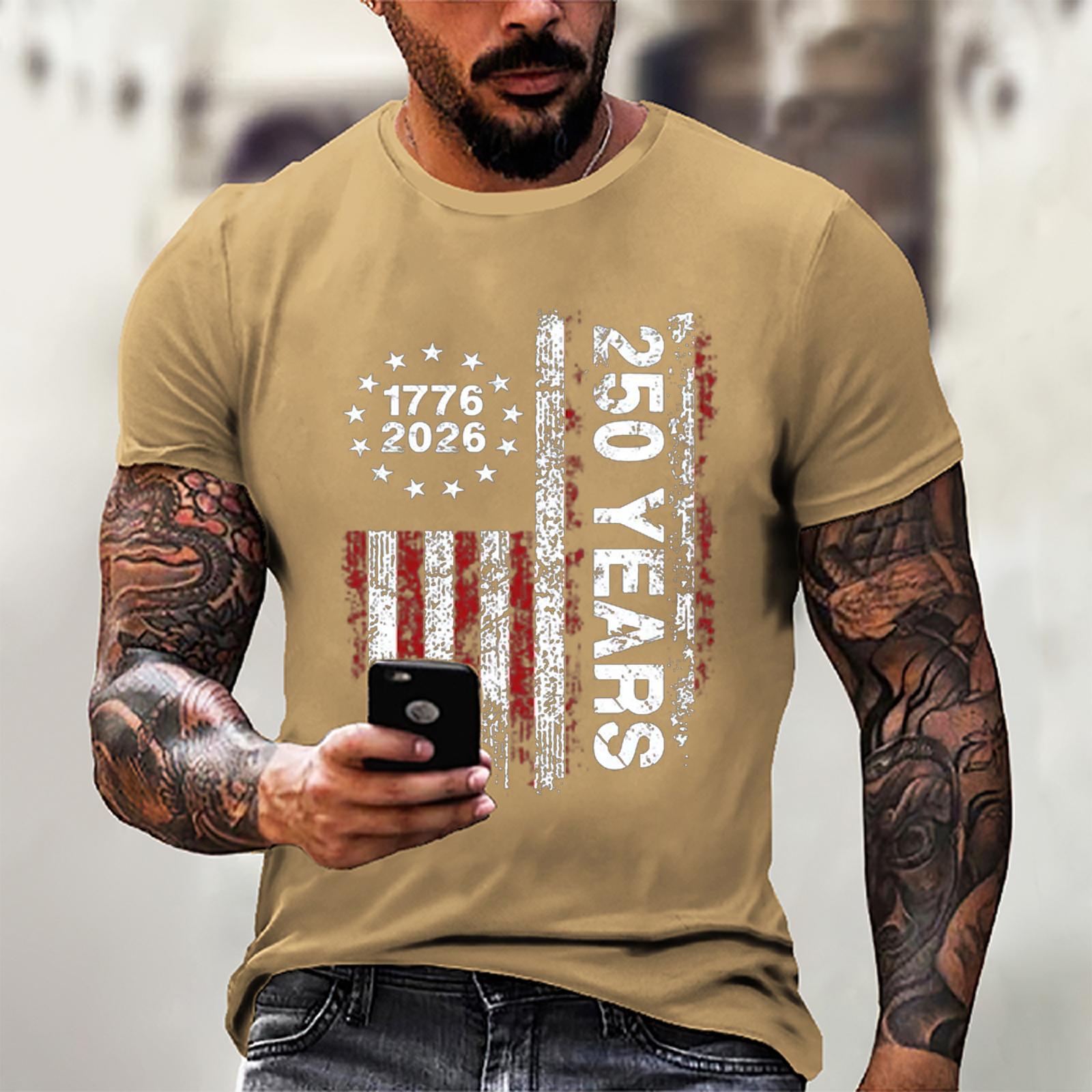 

Men s Loose And Casual Flag-print T-shirt, Short Sleeve Shirt L хакі