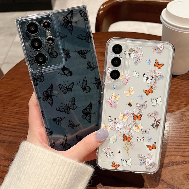 Butterfly Case For Samsung Galaxy S26 Ultra S25 FE S24 S23 S22 A54 A15 A35 A55 A16 A36 A56 A17 A37 A57 5G Clear Soft Cover