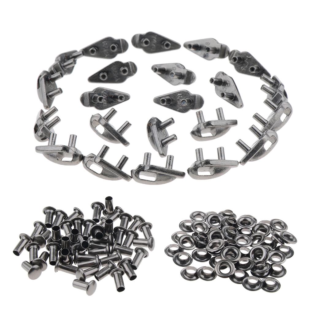 20 Sets Boot Lace Hooks Lace Fittings with Rivets Repair/Camp/Hiking