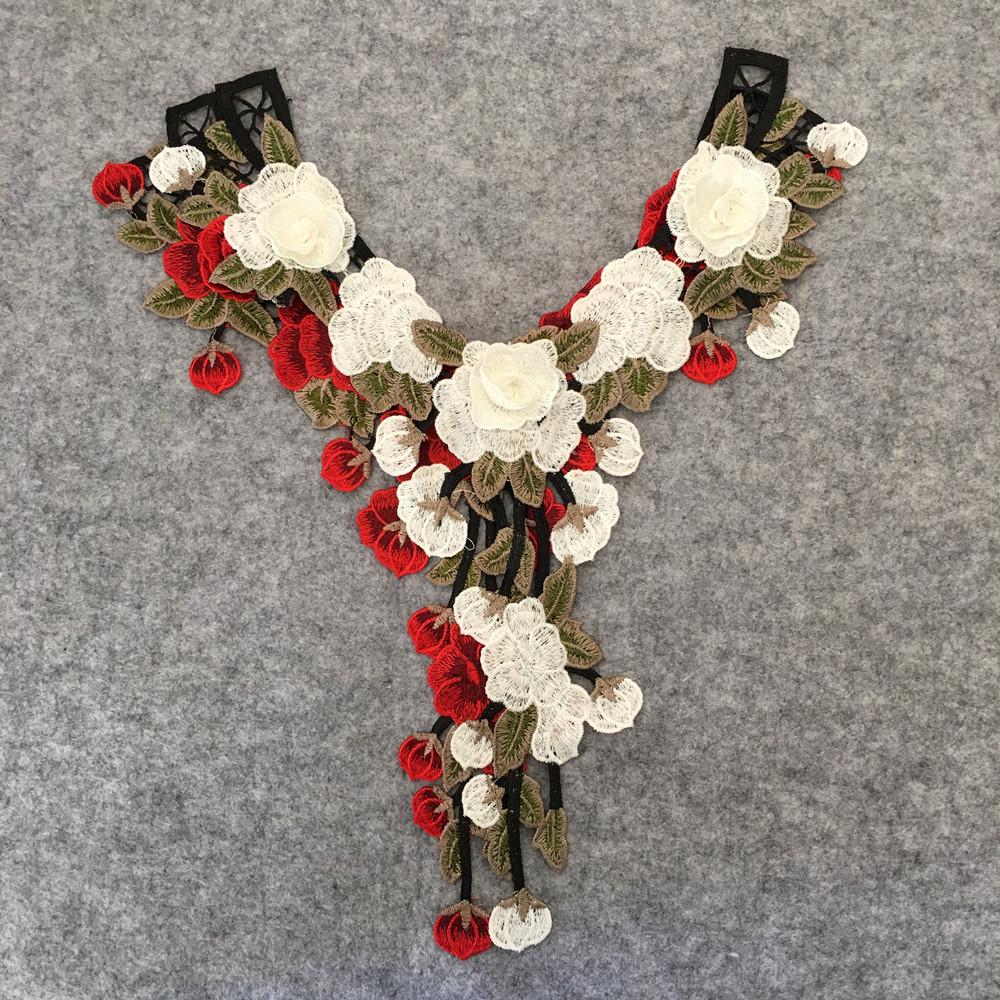 Red 3D Hollow Water-Soluble Lace for DIY Embroidery and Clothing Accessories