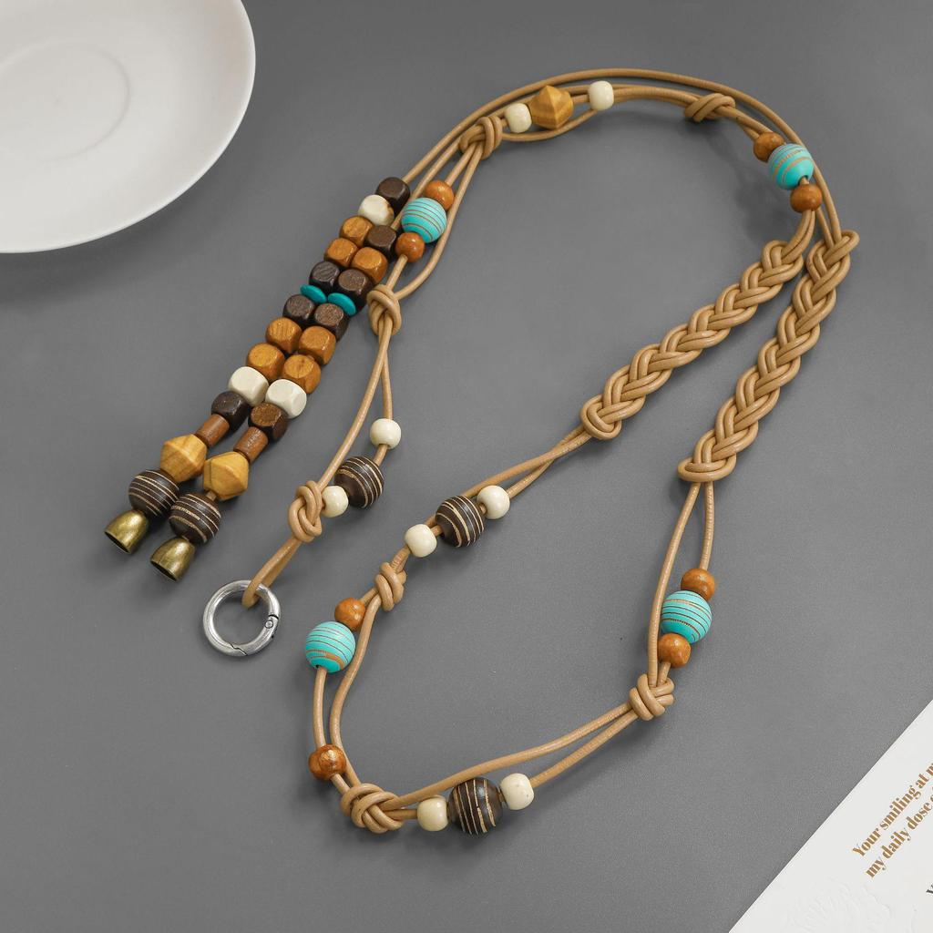 Colorful Wooden Bead Necklace by Fiona Sit - Ethnic, Woven, Long Necklace & Waist Chain