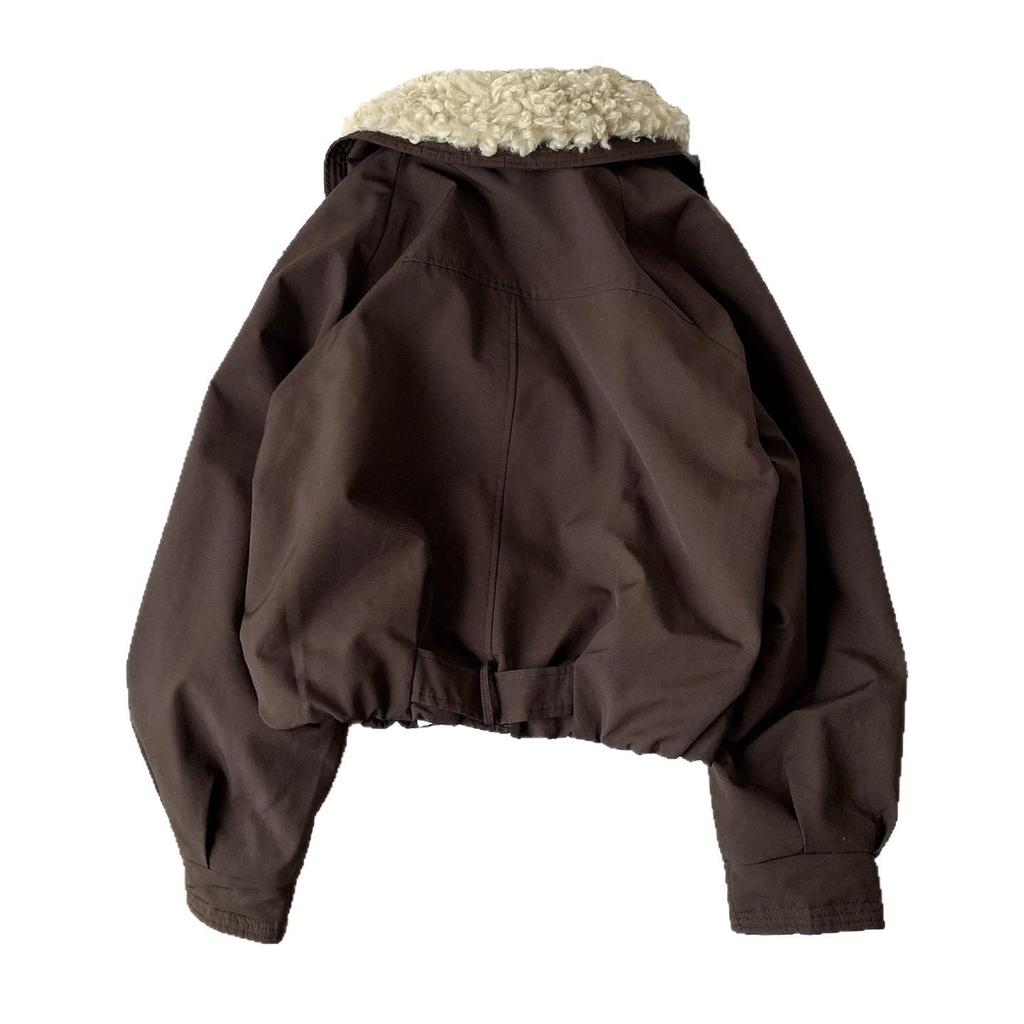155pipipi European Style Women's Short Parka with Imitation Lamb Wool Collar - Thickened Winter Coat 2025