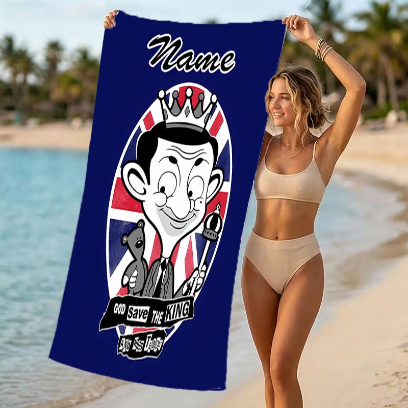 Customizable personalized beach towels Mr. Bean themed designs.Suitable for the beach, yoga, sports;ideal as beach accessories