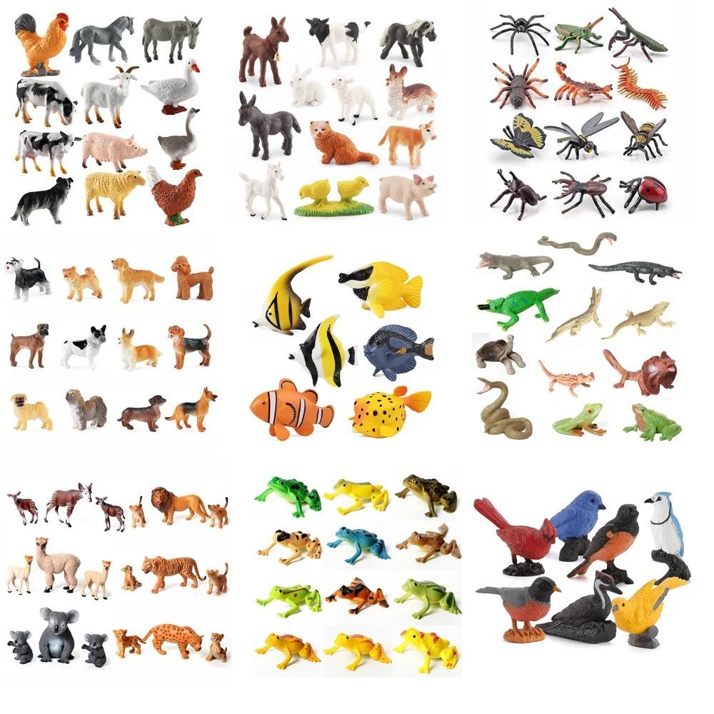 Simulation Plastic Animal Figurines Collection - Marine, Land & Insect Animals Miniature Set Toy for Kids Gift Playset Model