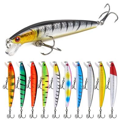 Esche da Pesca Minnow Coda Lunga 10cm 9g Galleggiante Hard Bait Artificiale Wobbler Crankbait Occhio 3D 10 Colori Attrezzatura da Pesca Carpa Persico