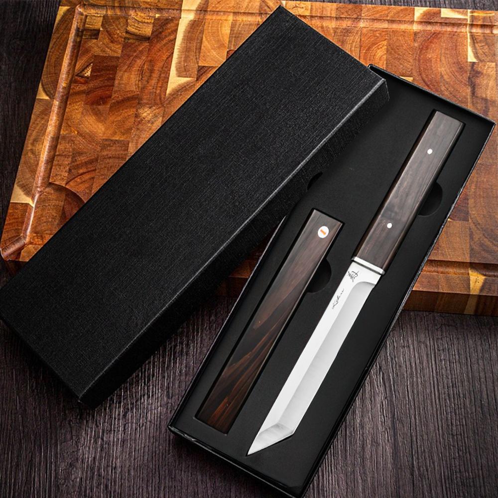 MDHAND 8inch Japanese Professional Chef Knife D2 stainless steel  Slicing Meat Cleaver Beef Kitchen Knifes full tang blade nero