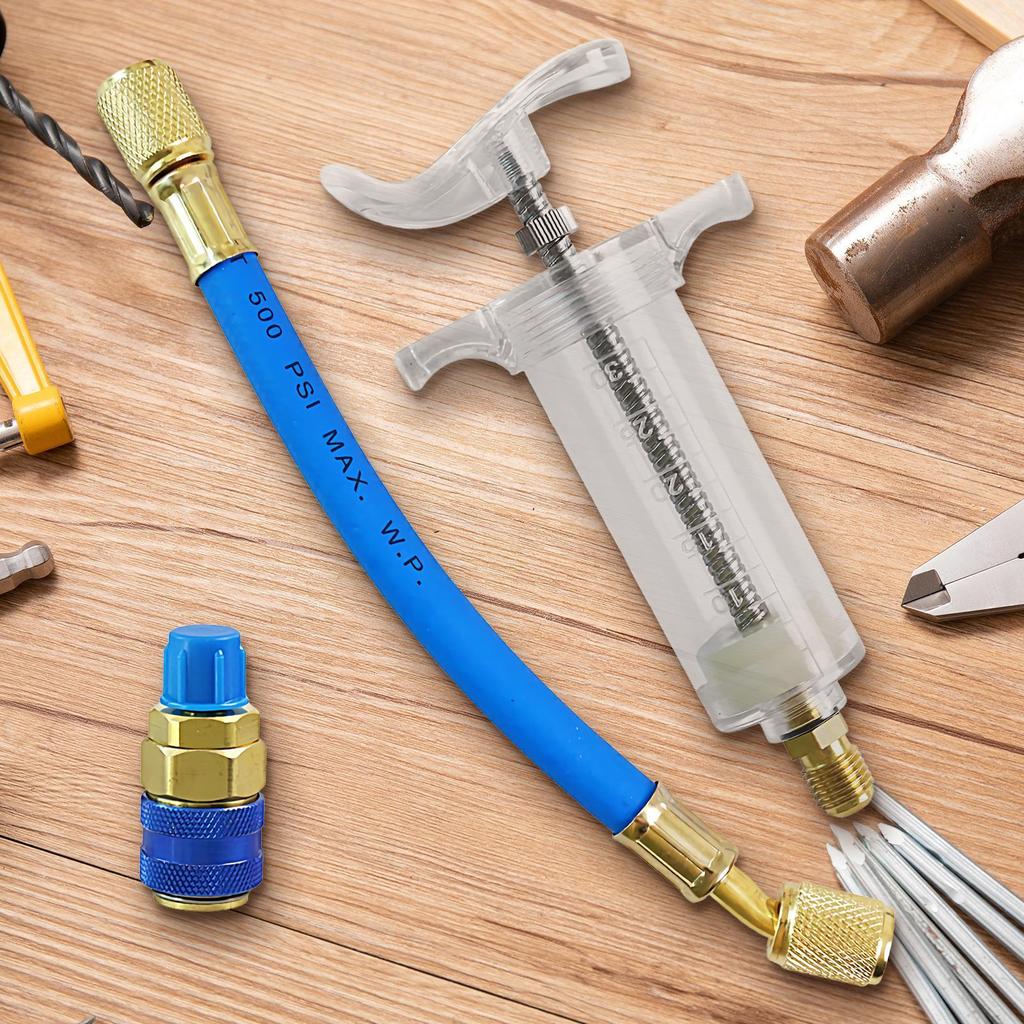 AC-Ölinjektorwerkzeug Fahrzeugkältemaschinenölbefüller Druckbeständiger Kältemittelinjektor für Wohnmobile, Automobile, LKW